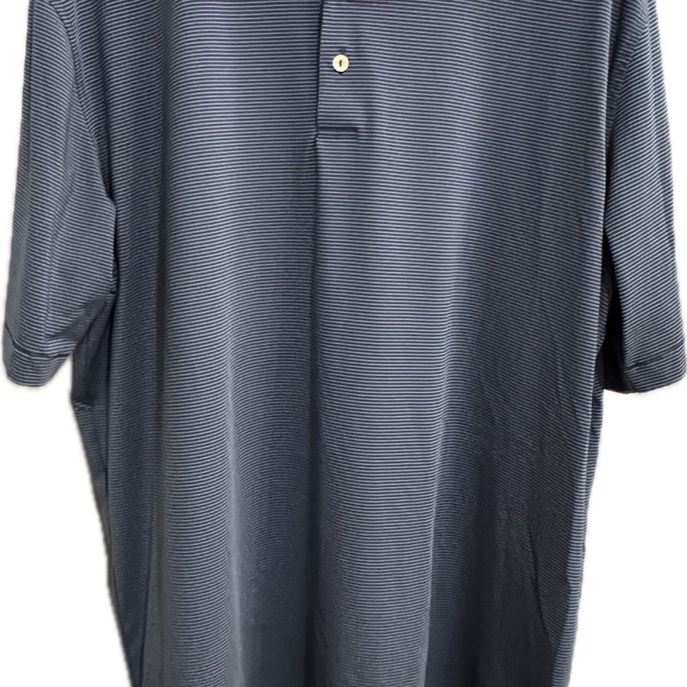 Peter Millar Navy Blue Pinstripe Polo Shirt